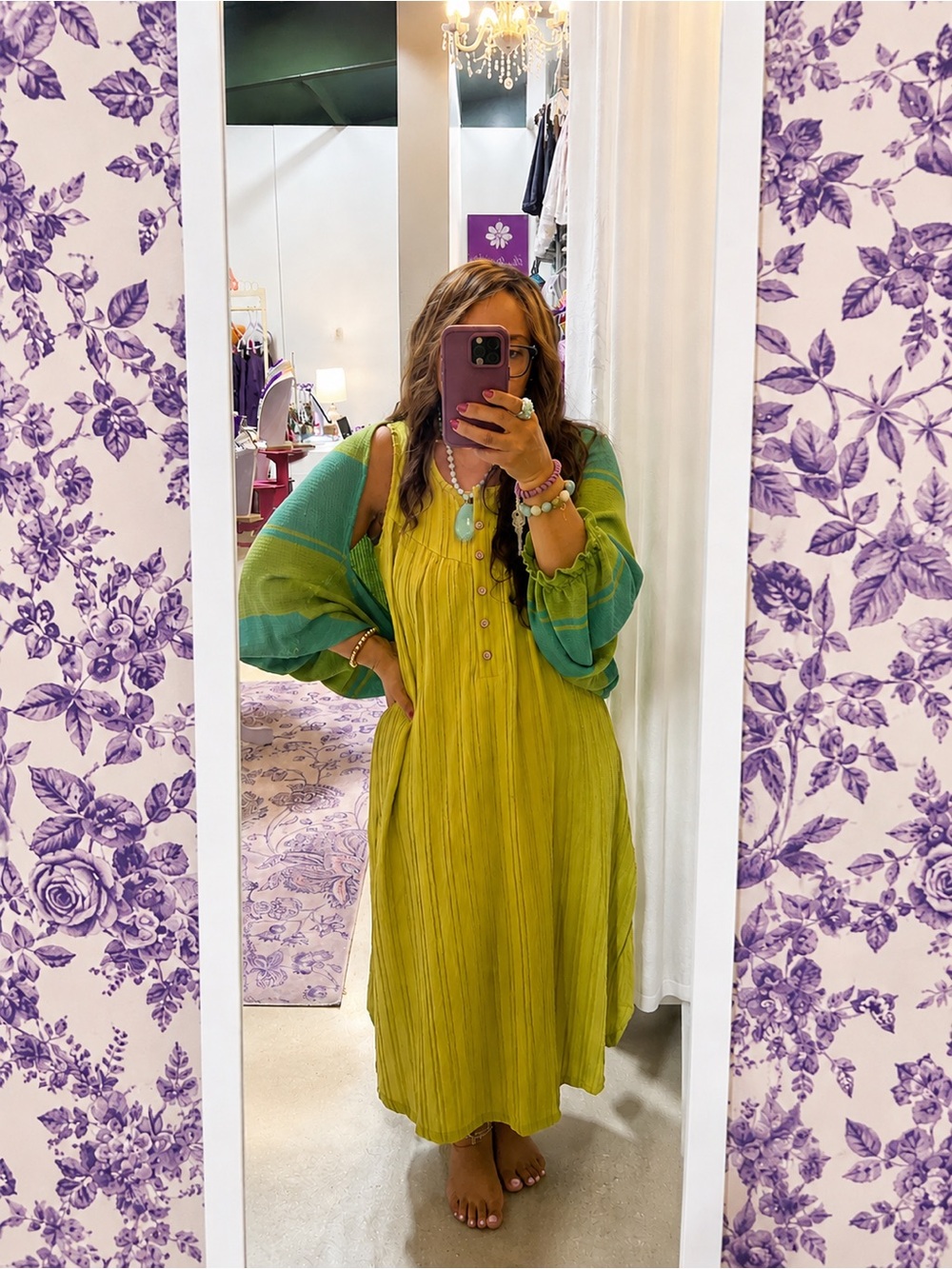 Avocado Grove Textured Midi Dress